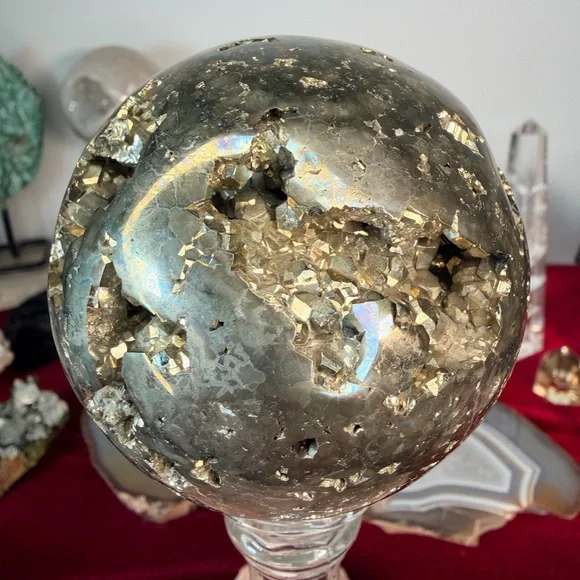 Collector Quality Pyrite Sphere from Peru • Cubic Crystal Formations 3.37” - Picture 1 of 8